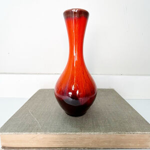 Vintage 70’s Canadiana Pottery Vase Orange and Brown Home Decor Mid-Century